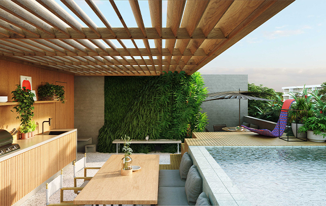 Cobertura disponível com 2 quartos com terraço e piscina privativos.